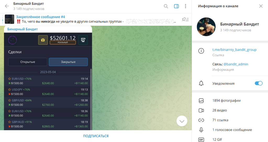 Бинарный Бандит: развод или нет? Отзывы клиентов о телеграм-канале