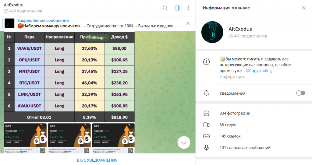 AltExodus: реальные отзывы о ТГ-канале. Очередной развод?