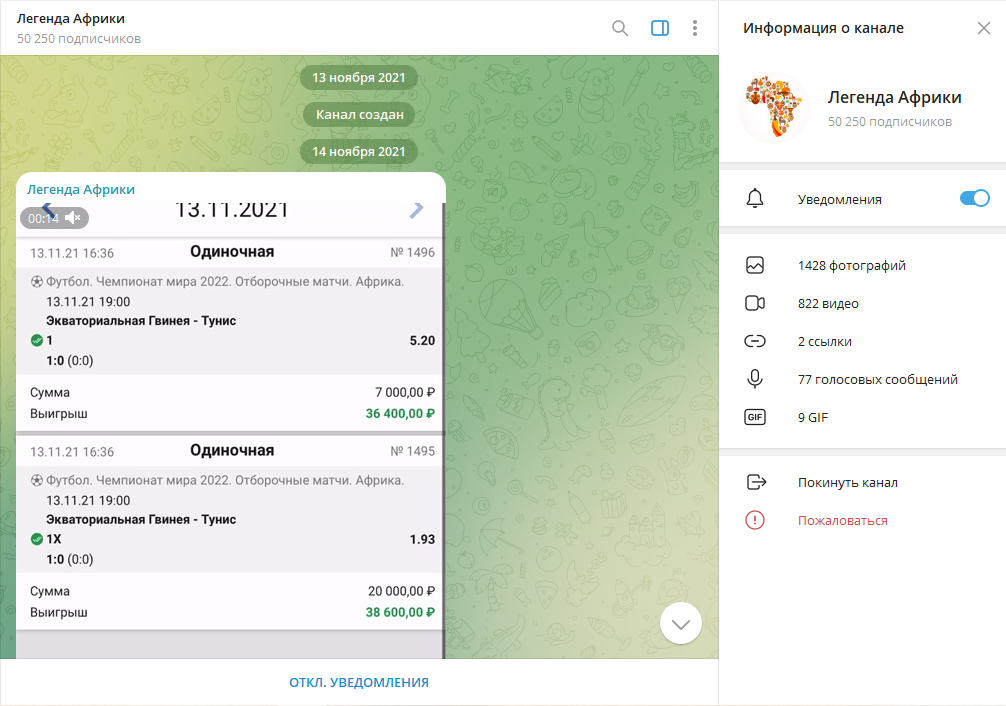 Легенда Африки проверка на обман, отзывы подписчиков о ТГ канале