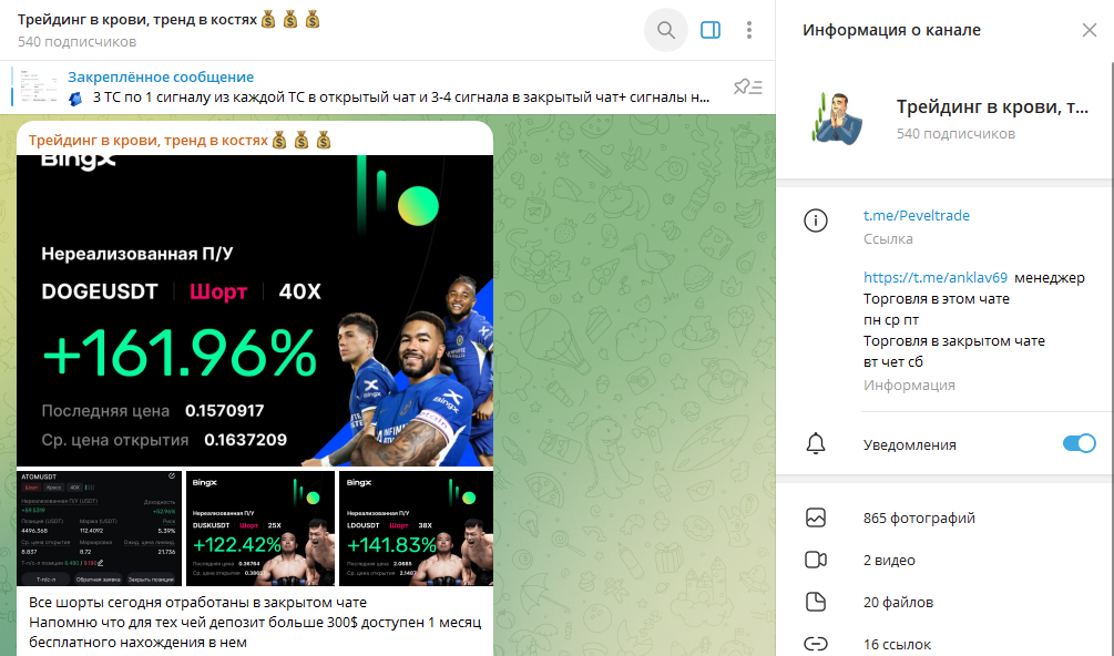 Телеграмм Трейдинг в крови, тренд в костях отзыв!