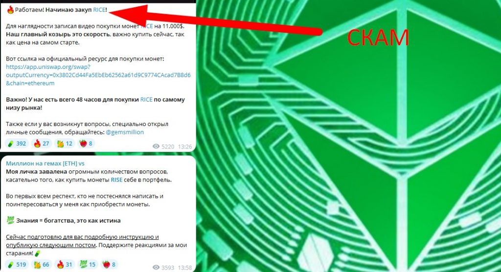 Миллион на гемах ETH отзывы о телеграме и монете RISE!