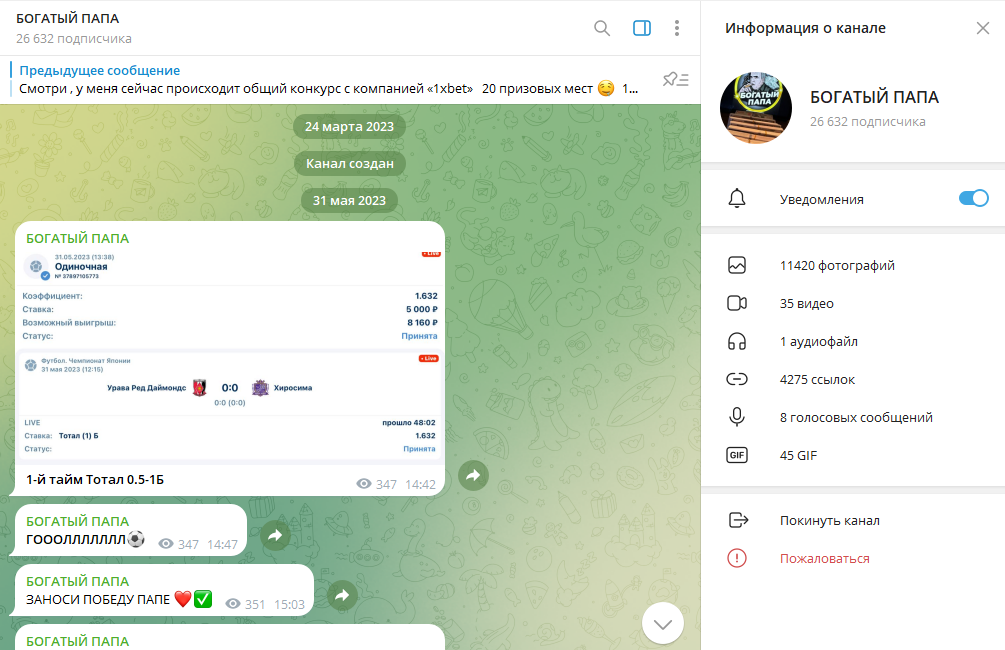 Телеграм канал БОГАТЫЙ ПАПА обзор, отзывы о паблике