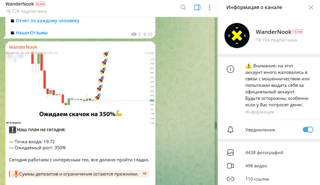 Телеграм WanderNook разоблачение мошенника, отзывы