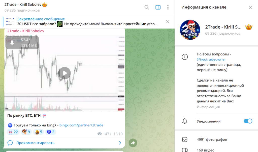 Телеграм 2Trade - Kirill Sobolev обман или нет, честные отзывы