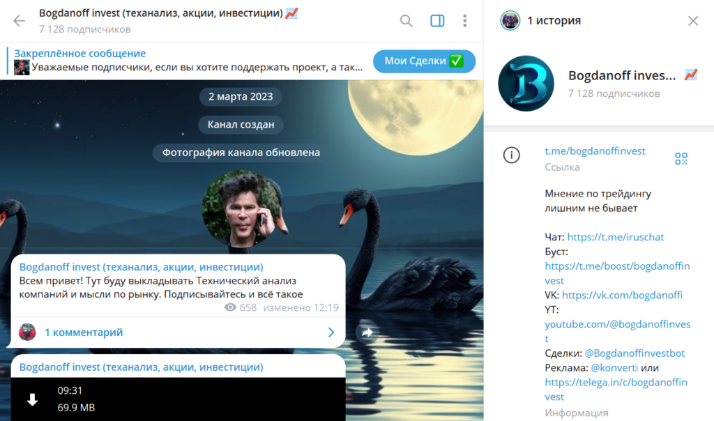 Телеграм Bogdanoff invest (теханализ, акции, инвестиции) обман или нет, отзывы о канале