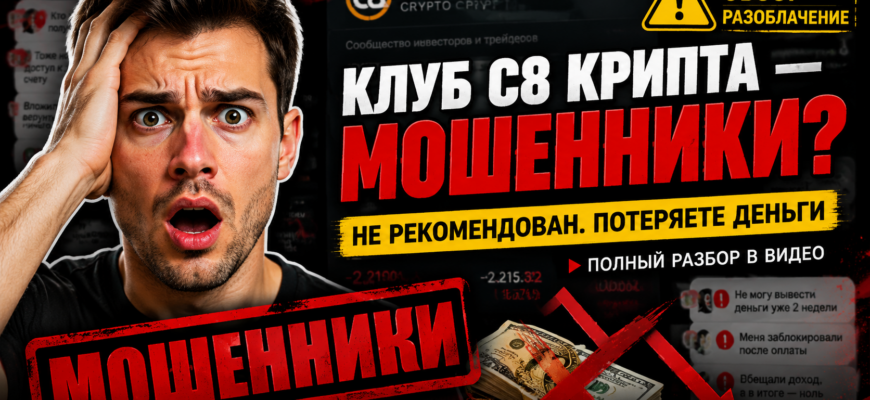 Узнайте правду о клубе С8 крипта: отзывы, разоблачение мошенничества и реальные риски. Защитите свои деньги от аферистов.