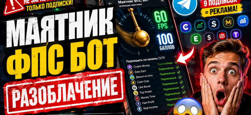 Разоблачение «Маятник ФПС Бот»: как подписки на каналы скрывают мошенничество. Узнайте, стоит ли доверять этому проекту.