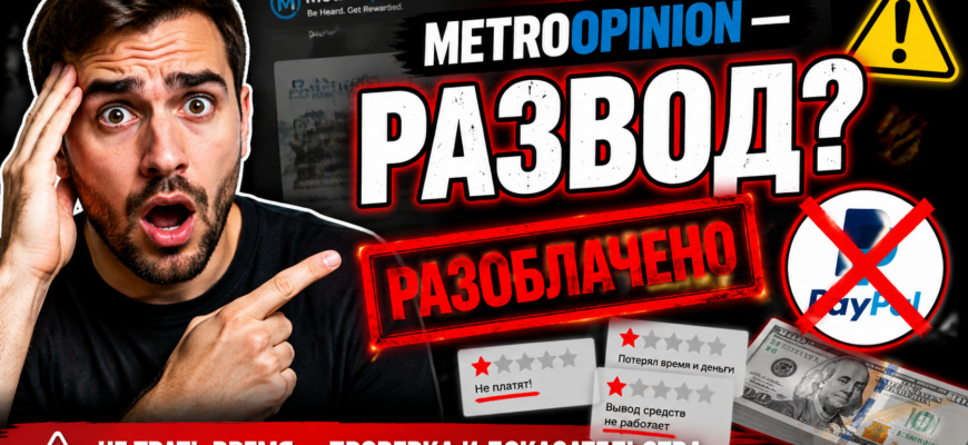Узнайте, почему MetroOpinion вызывает сомнения и о негативном опыте пользователей. Защитите свои деньги от обмана!