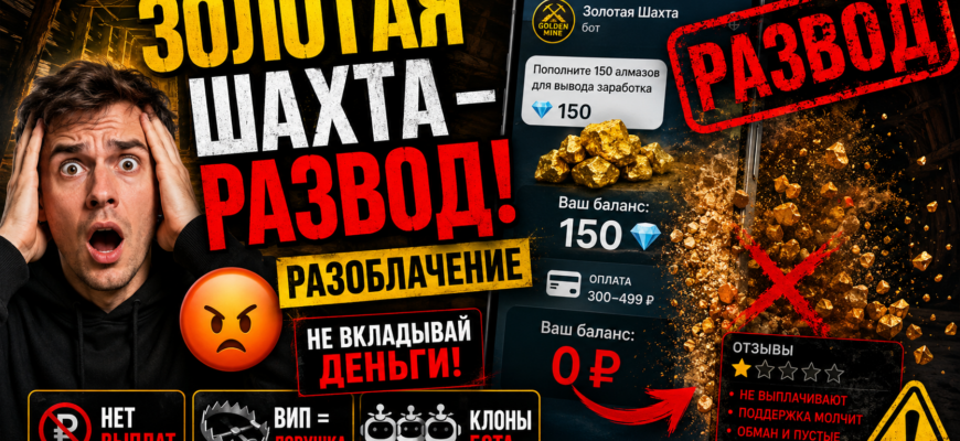 Узнайте правду о проекте Золотая шахта. Почему пользователи не смогли вывести свои средства и как распознать мошенничество.