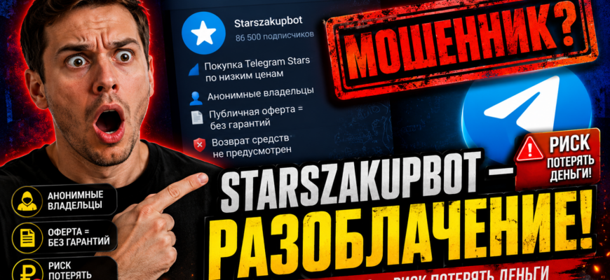 Проверяем Starszakupbot на безопасность и отзывы. Узнайте, как избежать обмана и мошенничества в Telegram.
