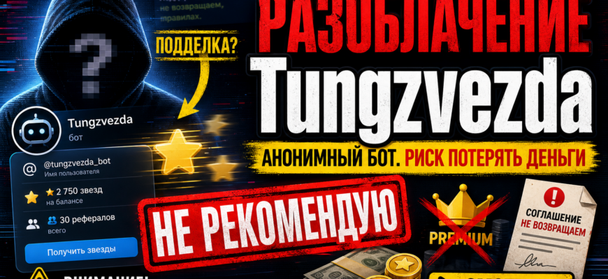 Разоблачение Telegram бота Tungzvezda. Узнайте, почему сервис вызывает подозрения и какие риски связаны с покупкой звезд.