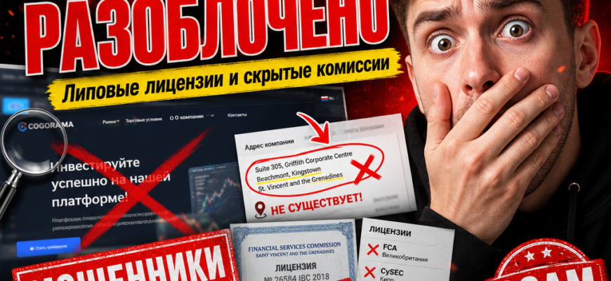 Разоблачаем мошенничество Cogorama. Узнайте о подмене понятий, скрытых комиссиях и негативных отзывах пострадавших трейдеров.