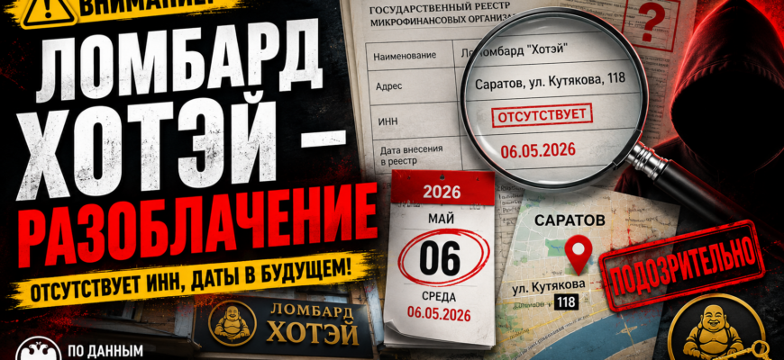 Изучите риски взаимодействия с Ломбардом Хотэй: отсутствующий ИНН, будущие даты и признаки нелегальной деятельности. Будьте осторожны!
