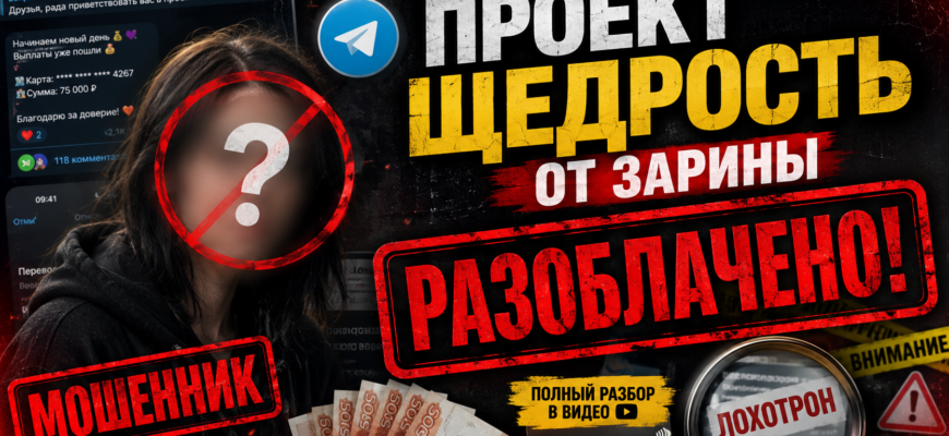Не дайте себя обмануть! Узнайте о проекте Щедрость от Зарины, признаках мошенничества и оставьте свой отзыв!
